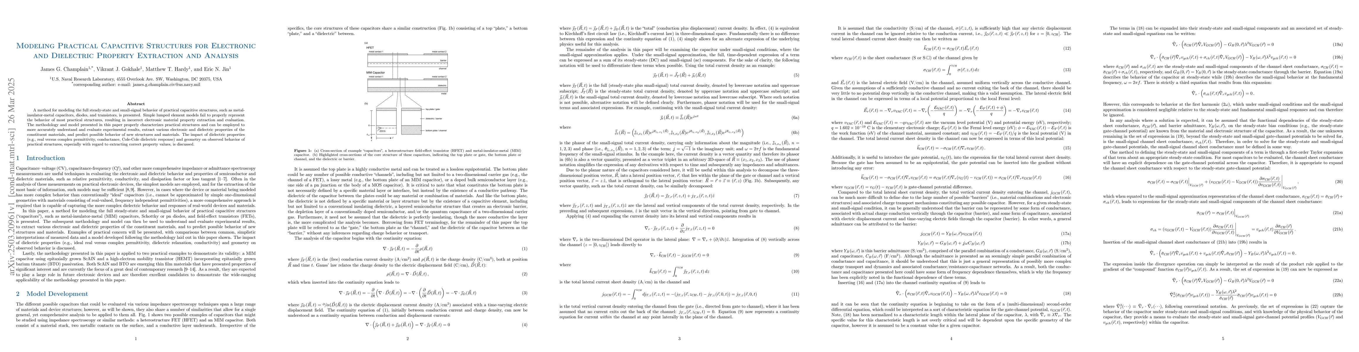 Thumbnail for Modeling Practical Capacitive Structures for Electronic and Dielectric
  Property Extraction and Analysis