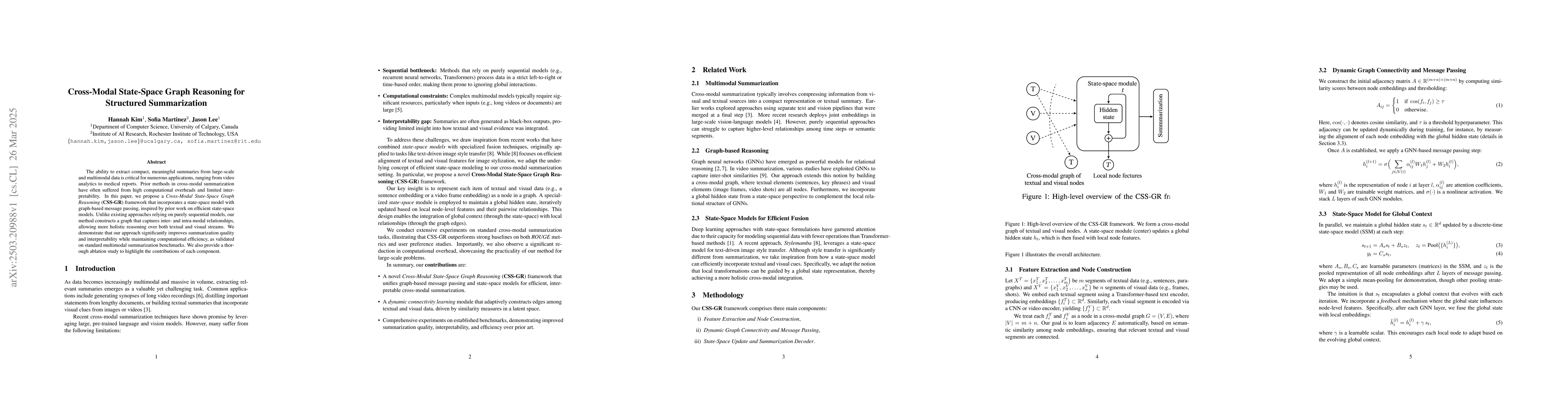 Thumbnail for Cross-Modal State-Space Graph Reasoning for Structured Summarization