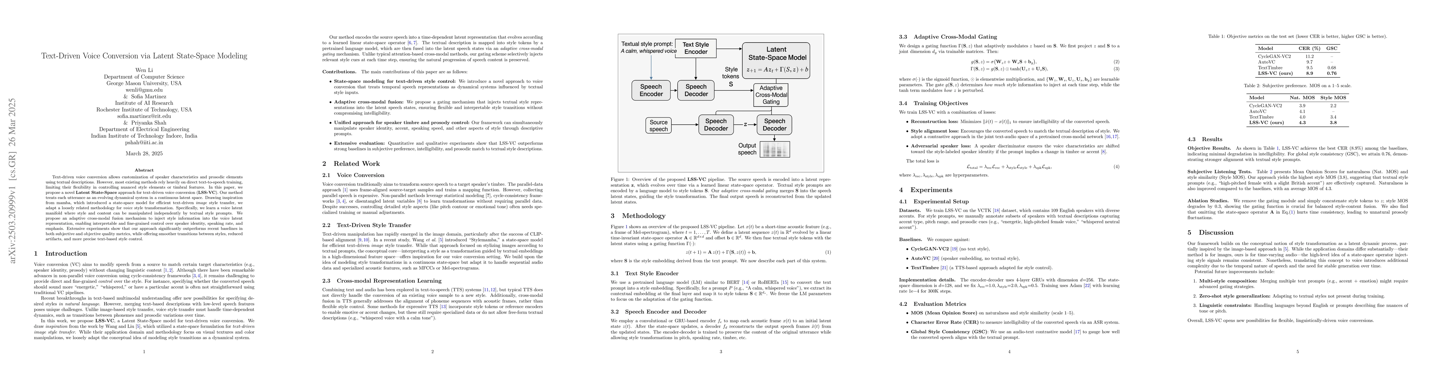 Thumbnail for Text-Driven Voice Conversion via Latent State-Space Modeling