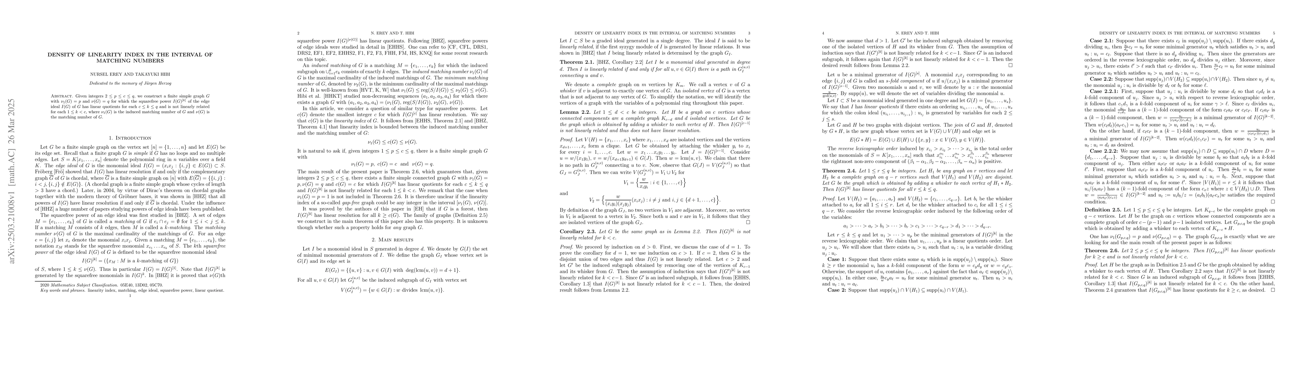 Thumbnail for Density of linearity index in the interval of matching numbers