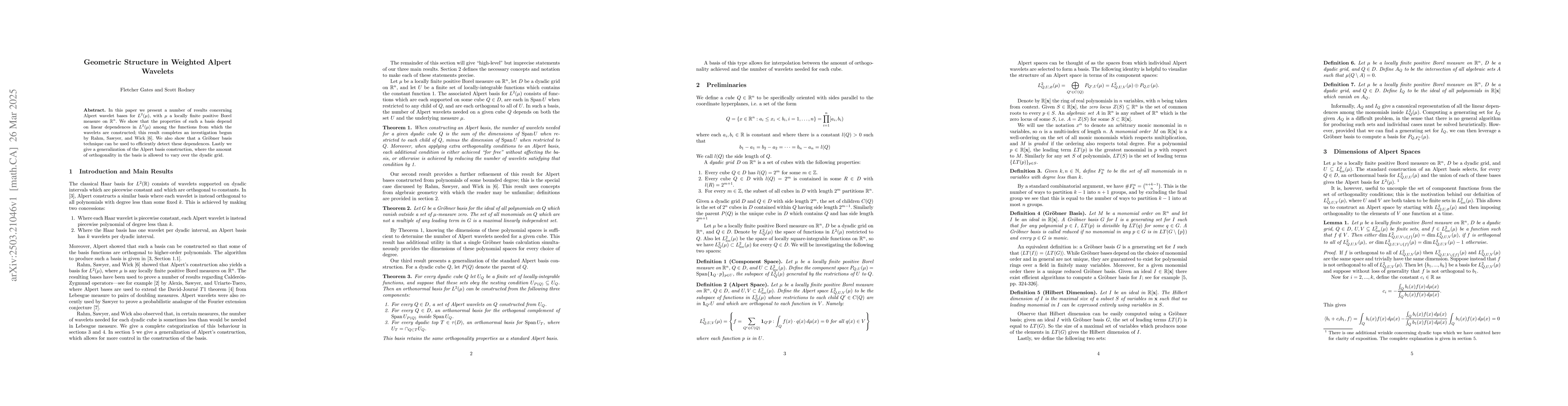 Thumbnail for Geometric Structure in Weighted Alpert Wavelets