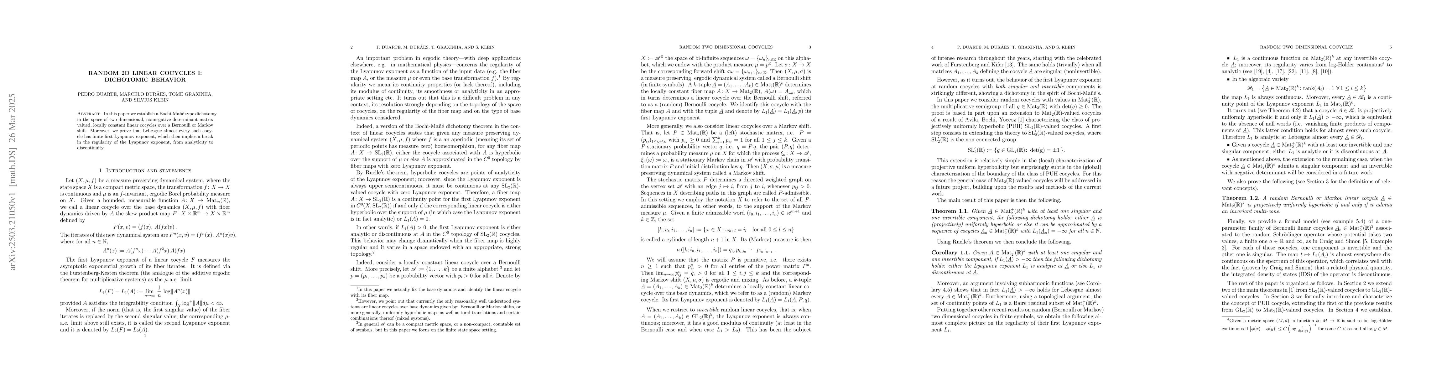 Thumbnail for Random 2D linear cocycles I: dichotomic behavior