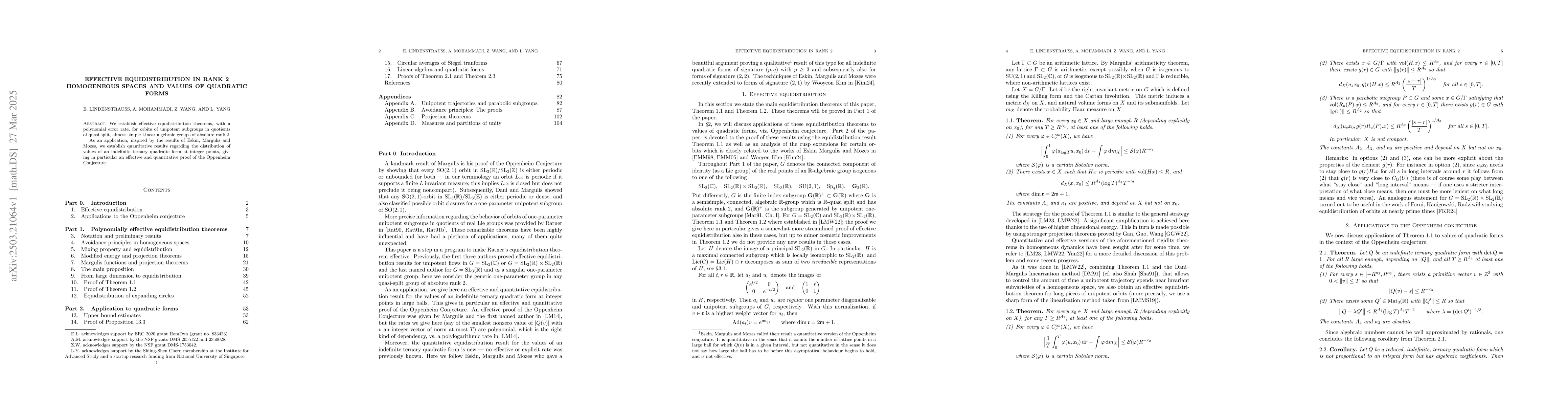 Thumbnail for Effective equidistribution in rank 2 homogeneous spaces and values of
  quadratic forms