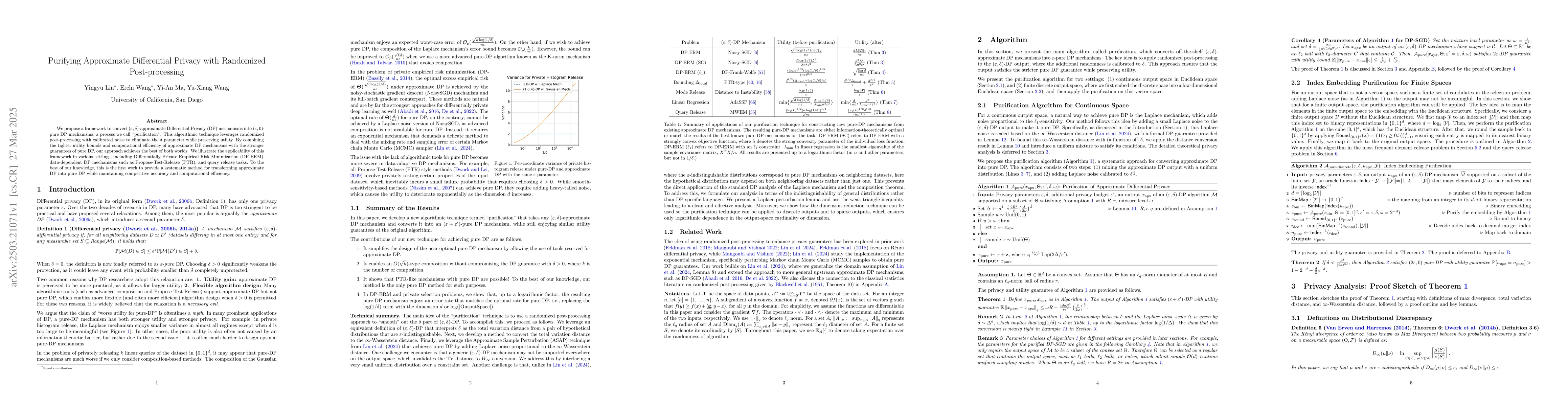 Thumbnail for Purifying Approximate Differential Privacy with Randomized
  Post-processing