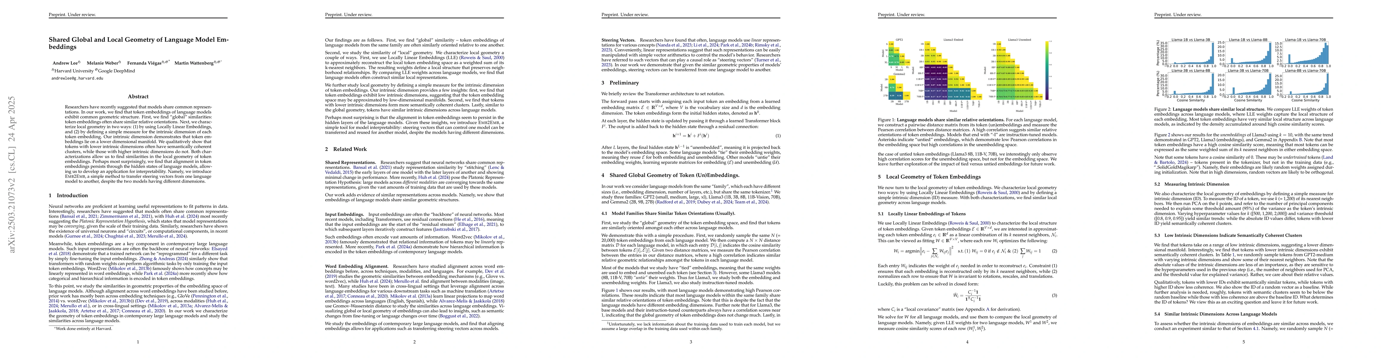 Thumbnail for Shared Global and Local Geometry of Language Model Embeddings