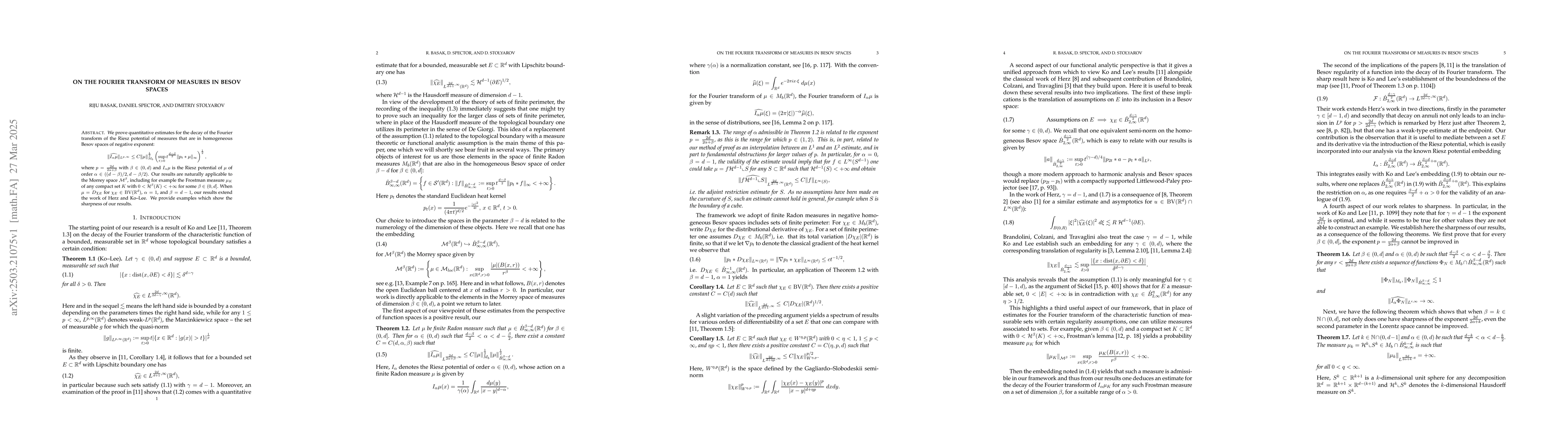 Thumbnail for On the Fourier transform of measures in Besov spaces