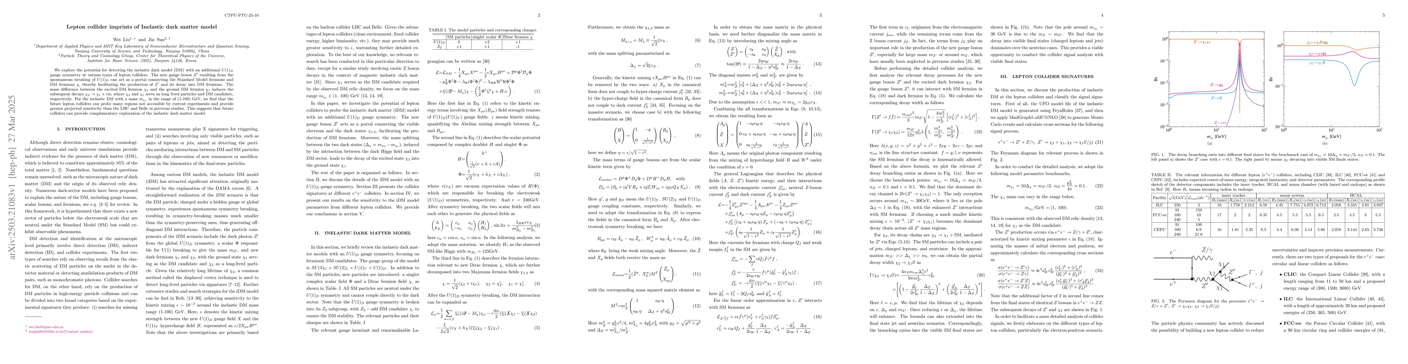 Thumbnail for Lepton collider imprints of Inelastic dark matter model
