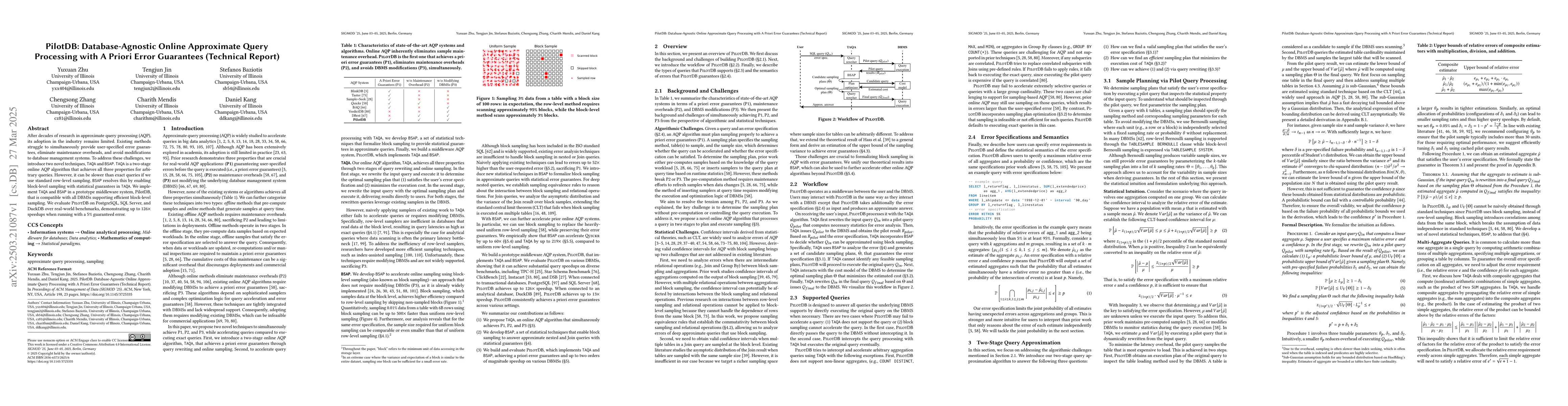 Thumbnail for PilotDB: Database-Agnostic Online Approximate Query Processing with A
  Priori Error Guarantees (Technical Report)