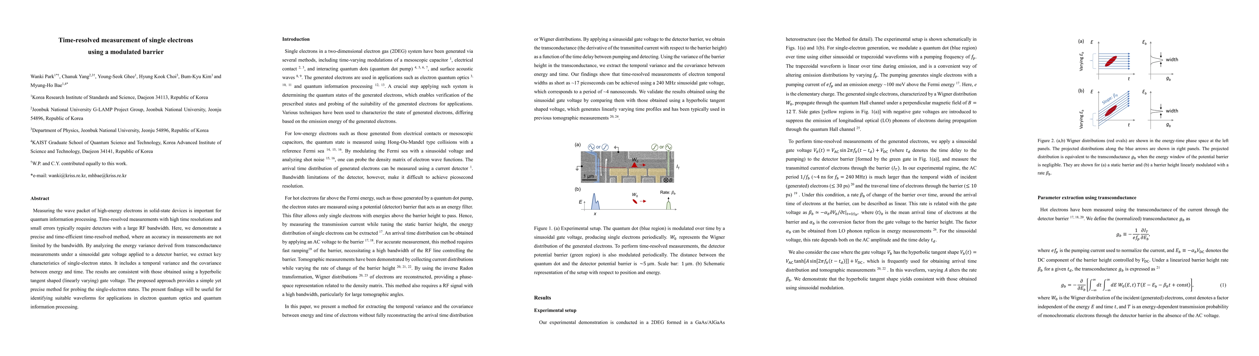 Thumbnail for Time-resolved measurement of single electrons using a modulated barrier