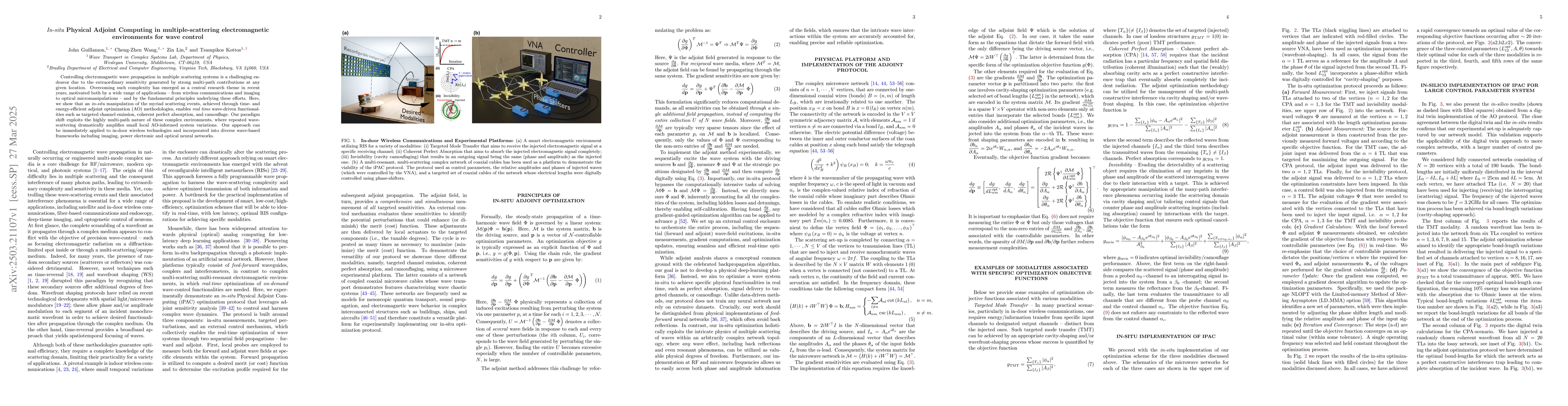Thumbnail for In-situ Physical Adjoint Computing in multiple-scattering
  electromagnetic environments for wave control
