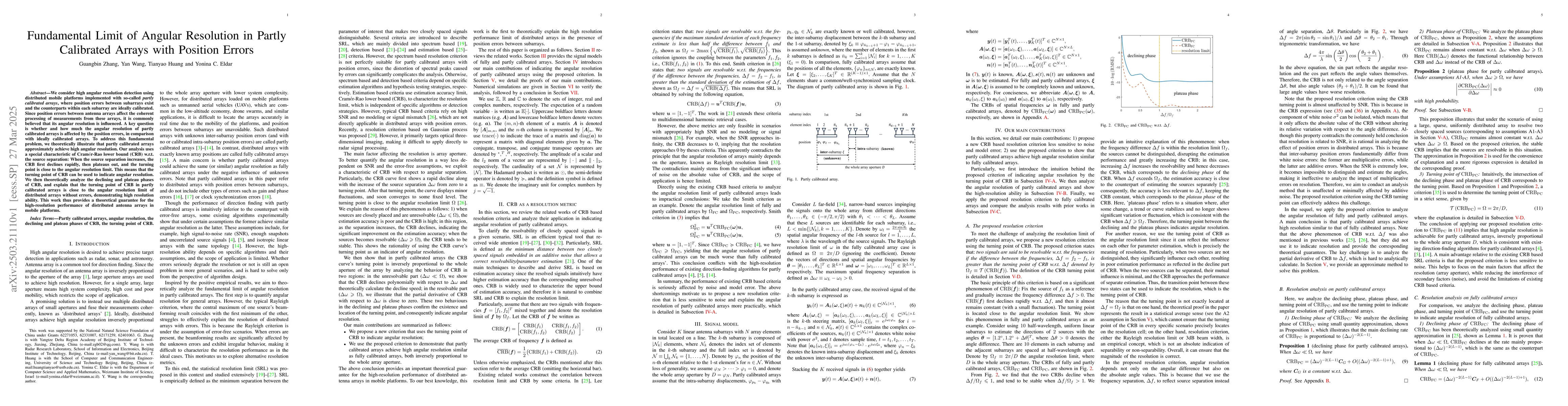 Thumbnail for Fundamental Limit of Angular Resolution in Partly Calibrated Arrays with
  Position Errors