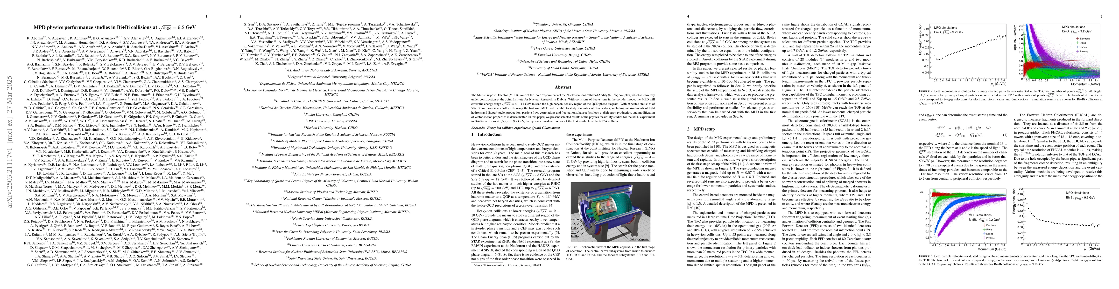 Thumbnail for MPD physics performance studies in Bi+Bi collisions at
  $\sqrt{s_{NN}}=9.2$ GeV