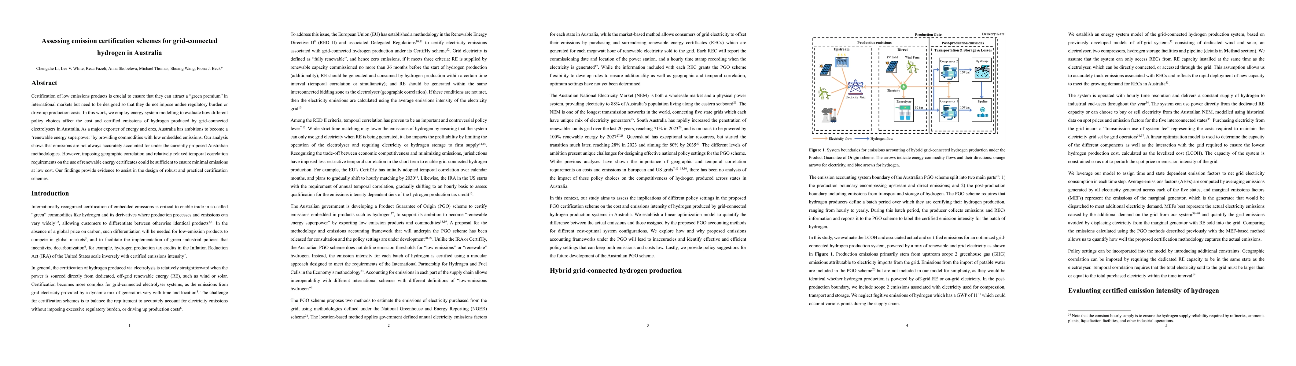 Thumbnail for Assessing emission certification schemes for grid-connected hydrogen in
  Australia