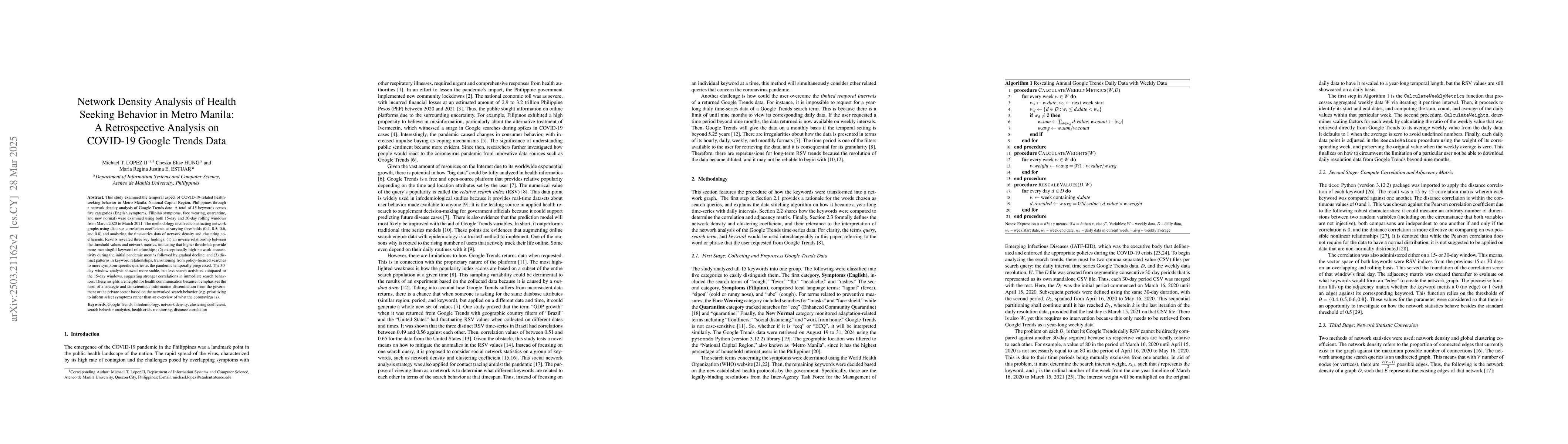 Thumbnail for Network Density Analysis of Health Seeking Behavior in Metro Manila: A
  Retrospective Analysis on COVID-19 Google Trends Data
