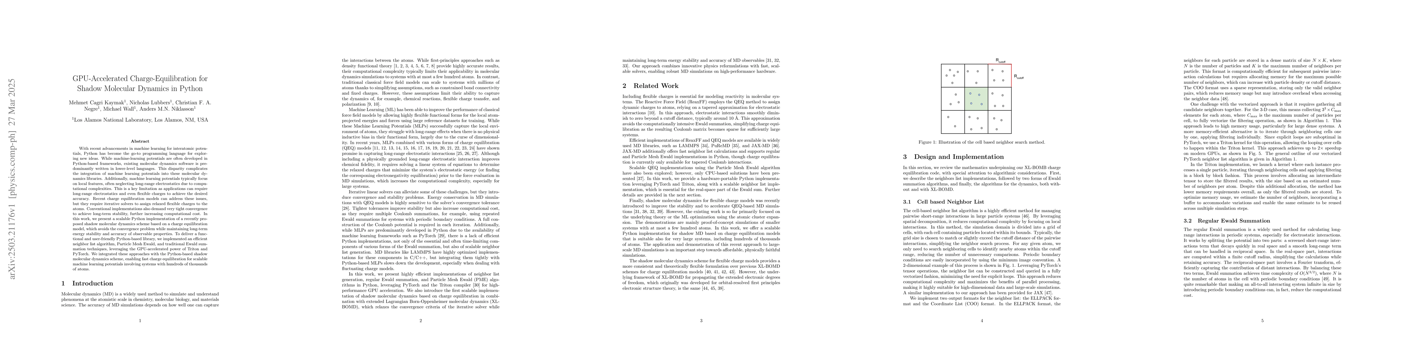 Thumbnail for GPU-Accelerated Charge-Equilibration for Shadow Molecular Dynamics in
  Python