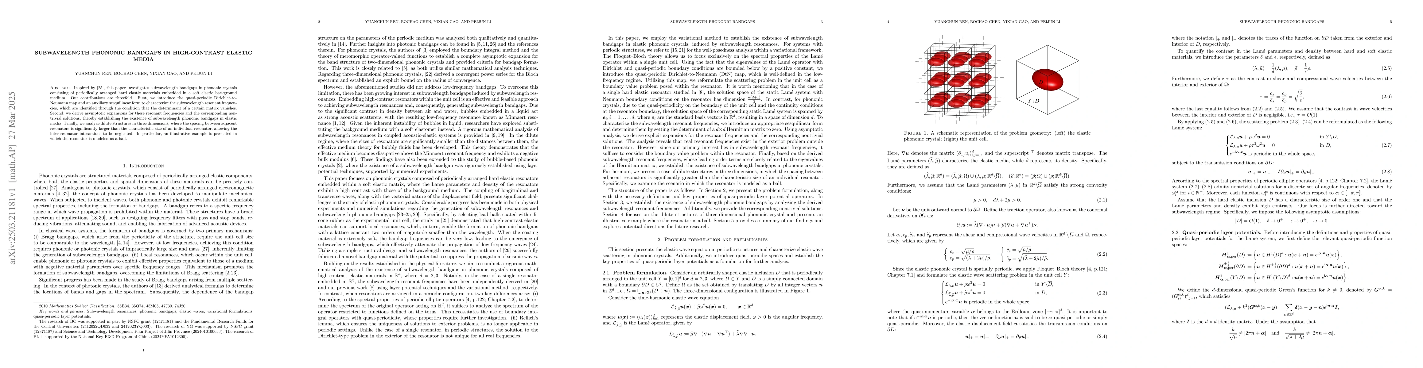 Thumbnail for Subwavelength Phononic Bandgaps in High-Contrast Elastic Media