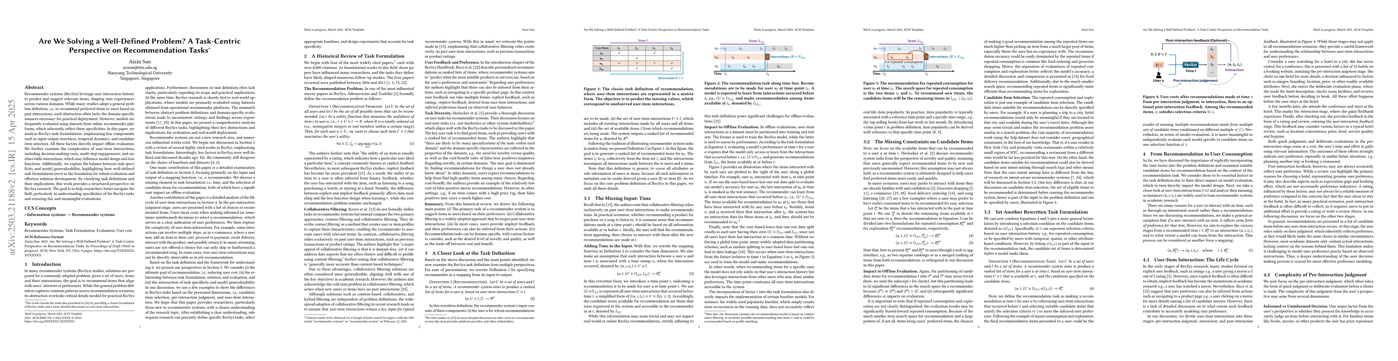 Thumbnail for Are We Solving a Well-Defined Problem? A Task-Centric Perspective on
  Recommendation Tasks