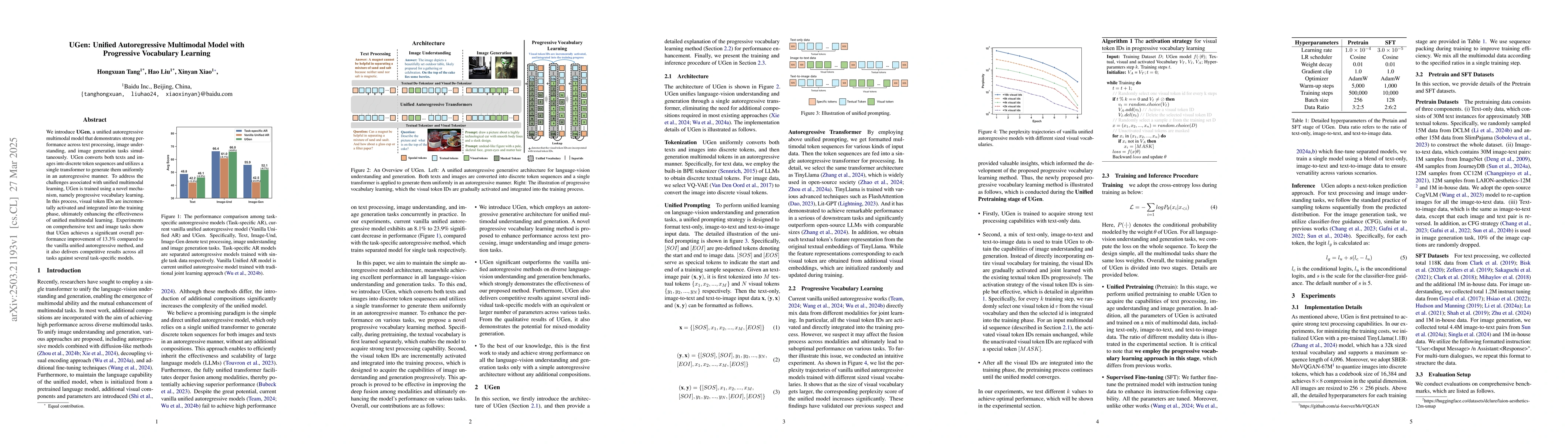 Thumbnail for UGen: Unified Autoregressive Multimodal Model with Progressive
  Vocabulary Learning