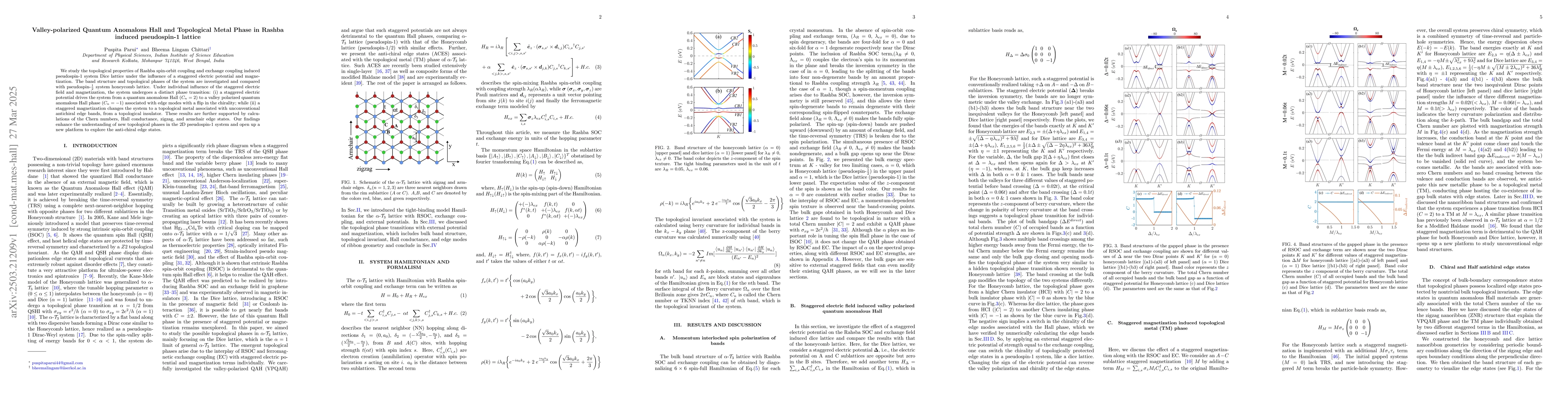 Thumbnail for Valley-polarized Quantum Anomalous Hall and Topological Metal Phase in
  Rashba induced pseudospin-1 lattice