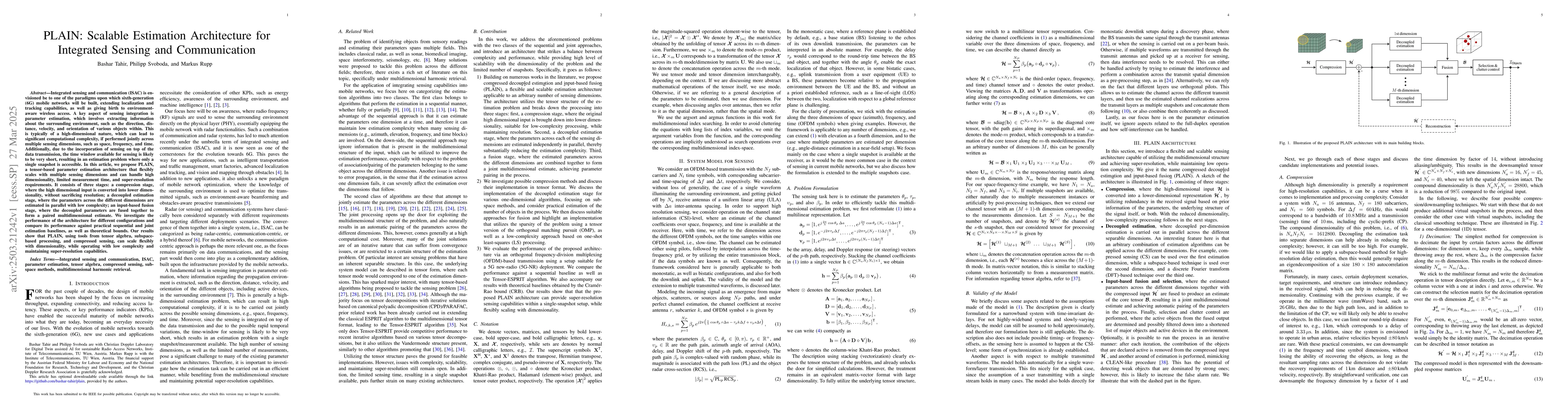 Thumbnail for PLAIN: Scalable Estimation Architecture for Integrated Sensing and
  Communication