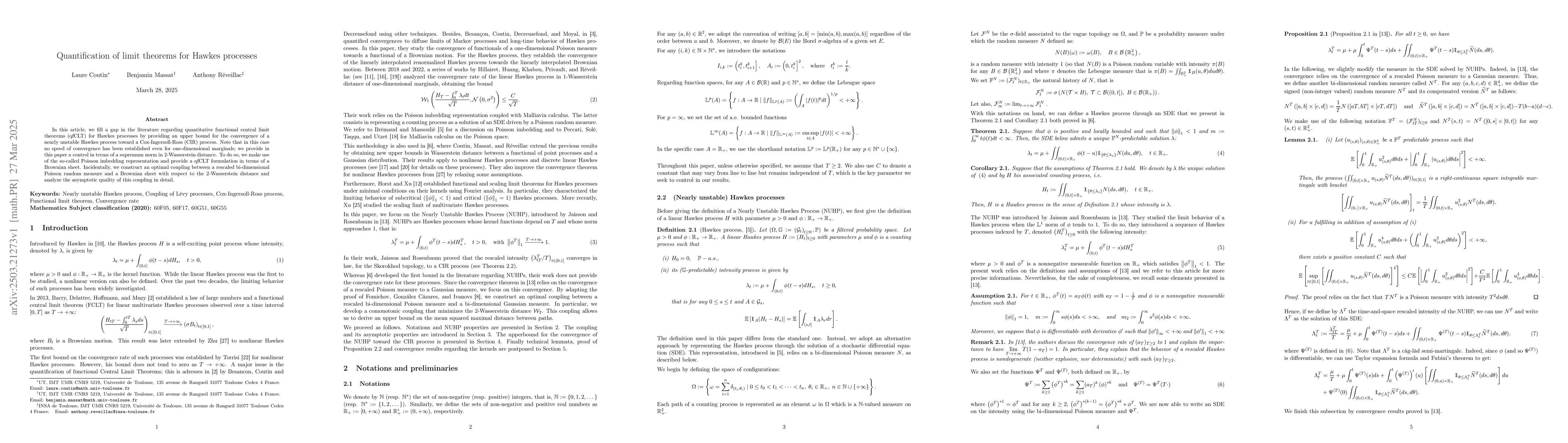 Thumbnail for Quantification of limit theorems for Hawkes processes