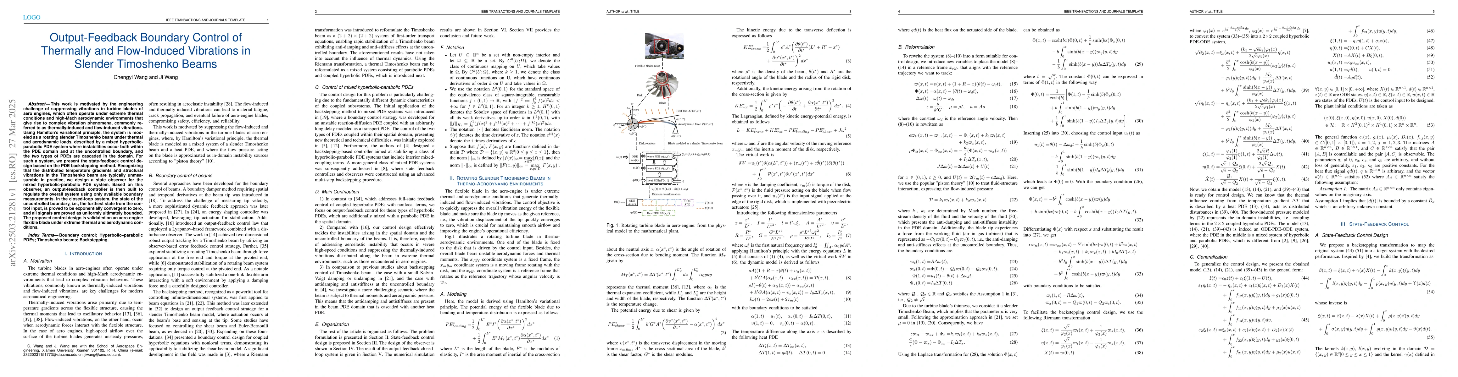 Thumbnail for Output-Feedback Boundary Control of Thermally and Flow-Induced
  Vibrations in Slender Timoshenko Beams