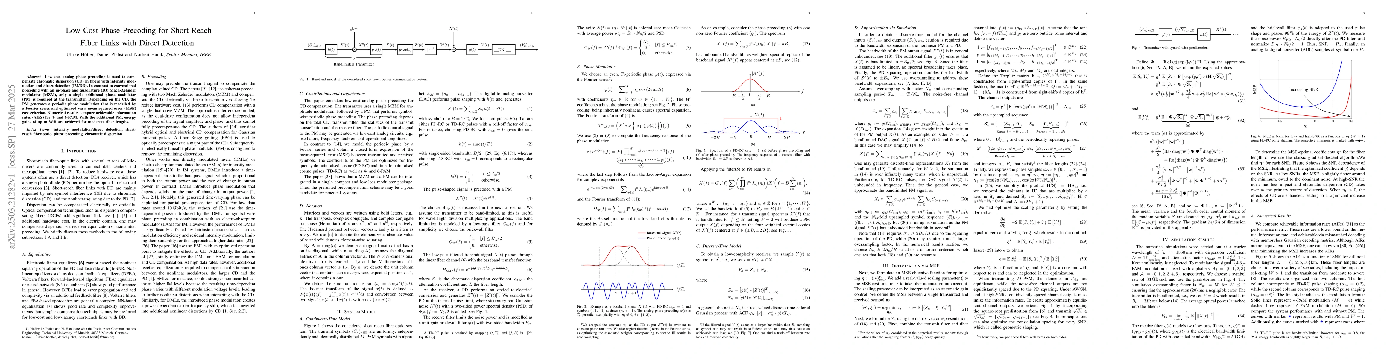 Thumbnail for Low-Cost Phase Precoding for Short-Reach Fiber Links with Direct
  Detection