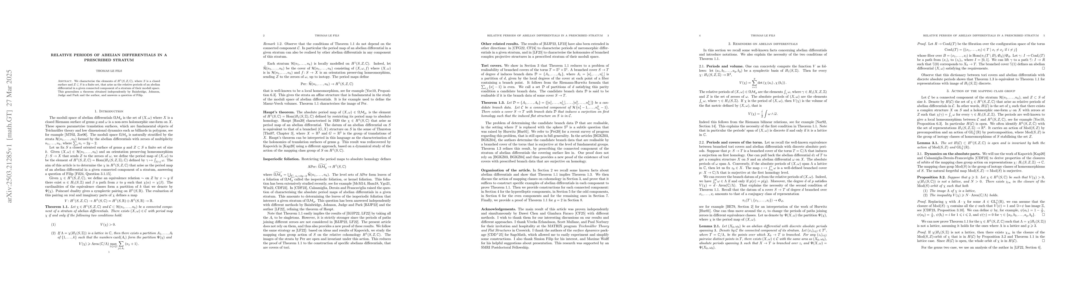 Thumbnail for Relative periods of abelian differentials in a prescribed stratum