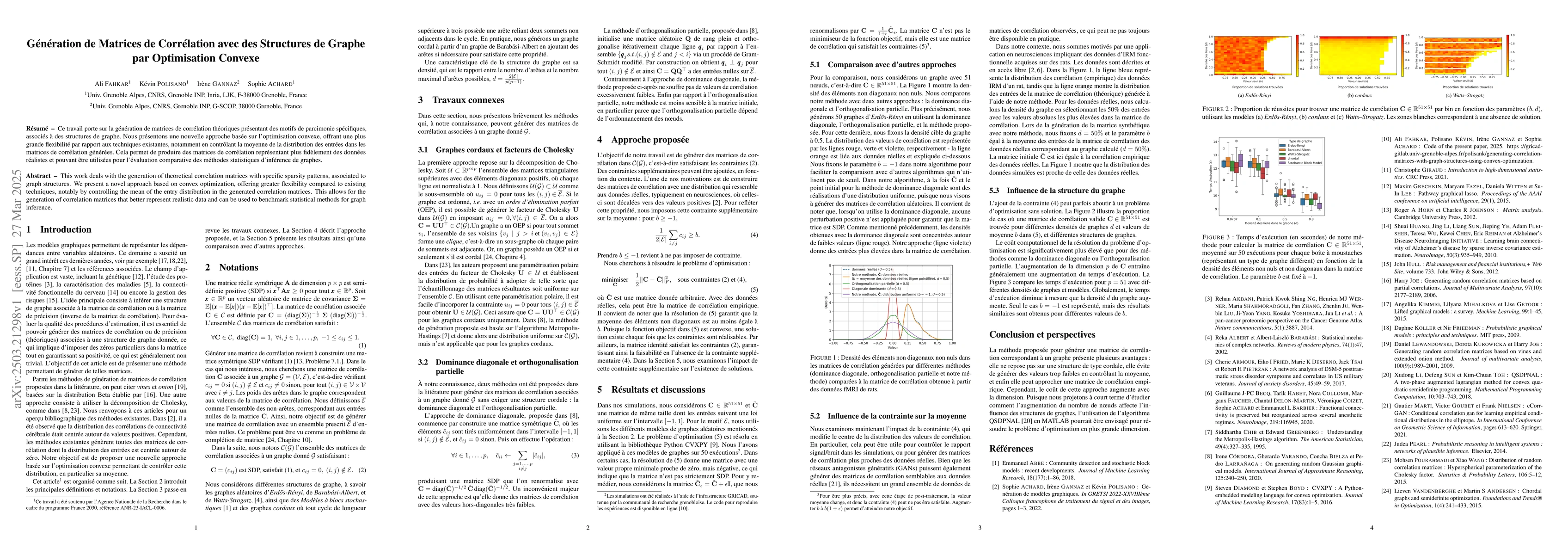 Thumbnail for G{é}n{é}ration de Matrices de Corr{é}lation avec des Structures de
  Graphe par Optimisation Convexe