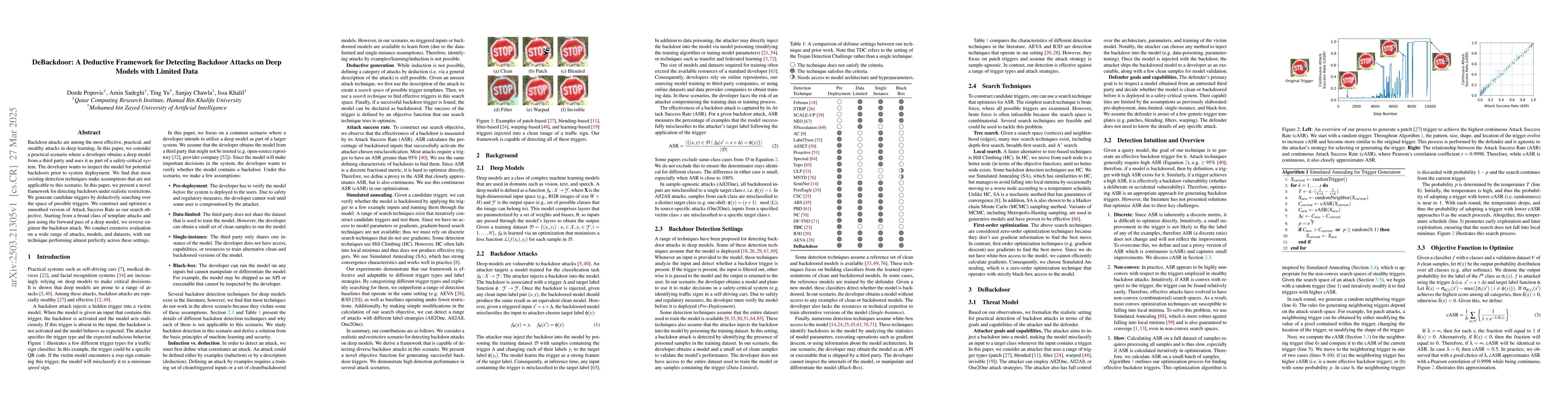 Thumbnail for DeBackdoor: A Deductive Framework for Detecting Backdoor Attacks on Deep
  Models with Limited Data