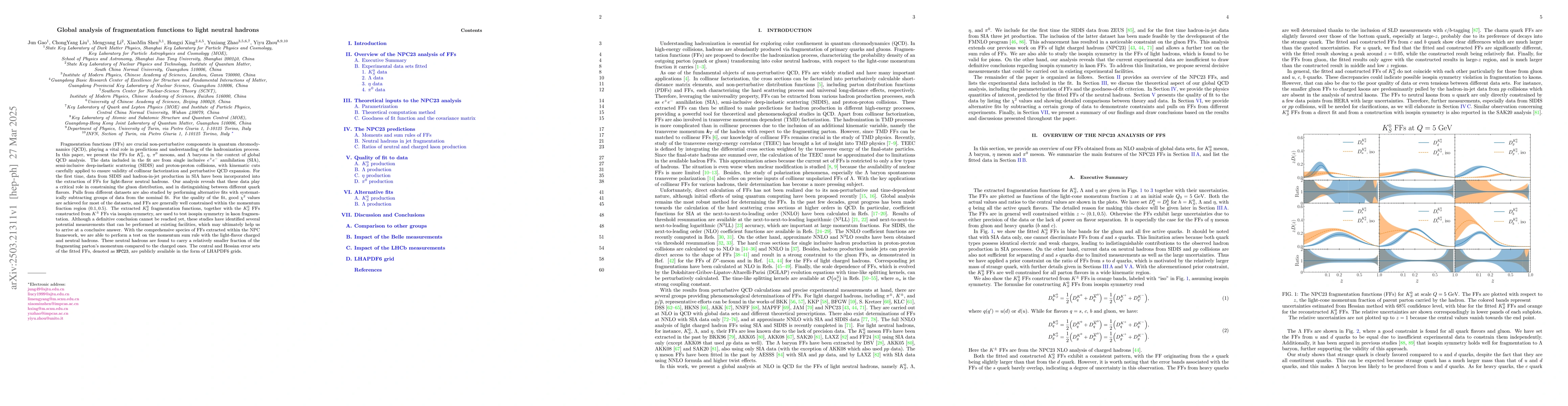 Thumbnail for Global analysis of fragmentation functions to light neutral hadrons
