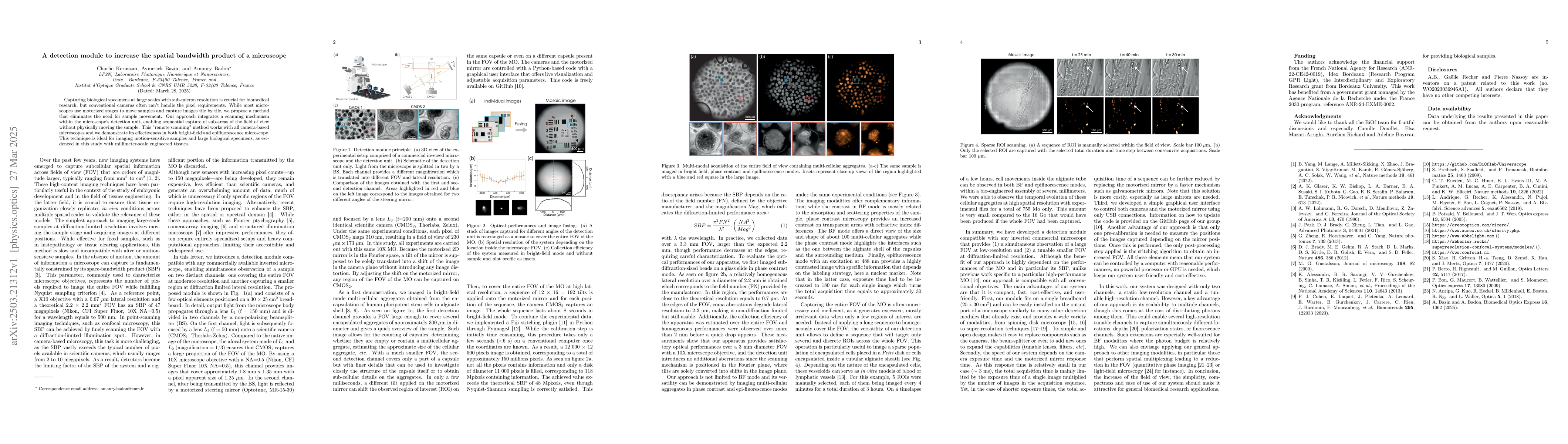 Thumbnail for A detection module to increase the spatial bandwidth product of a
  microscope