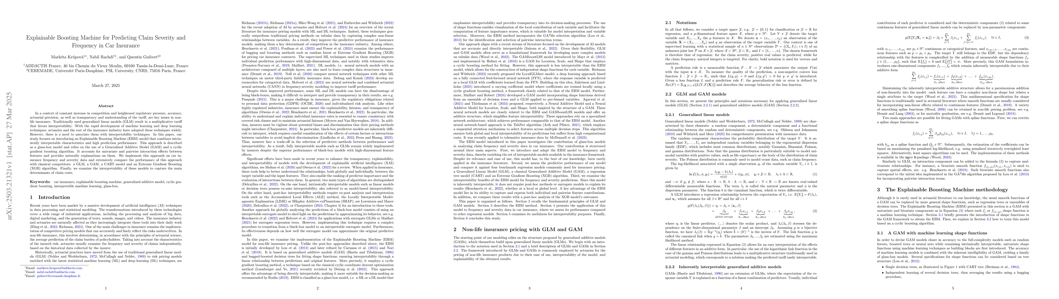 Thumbnail for Explainable Boosting Machine for Predicting Claim Severity and Frequency
  in Car Insurance