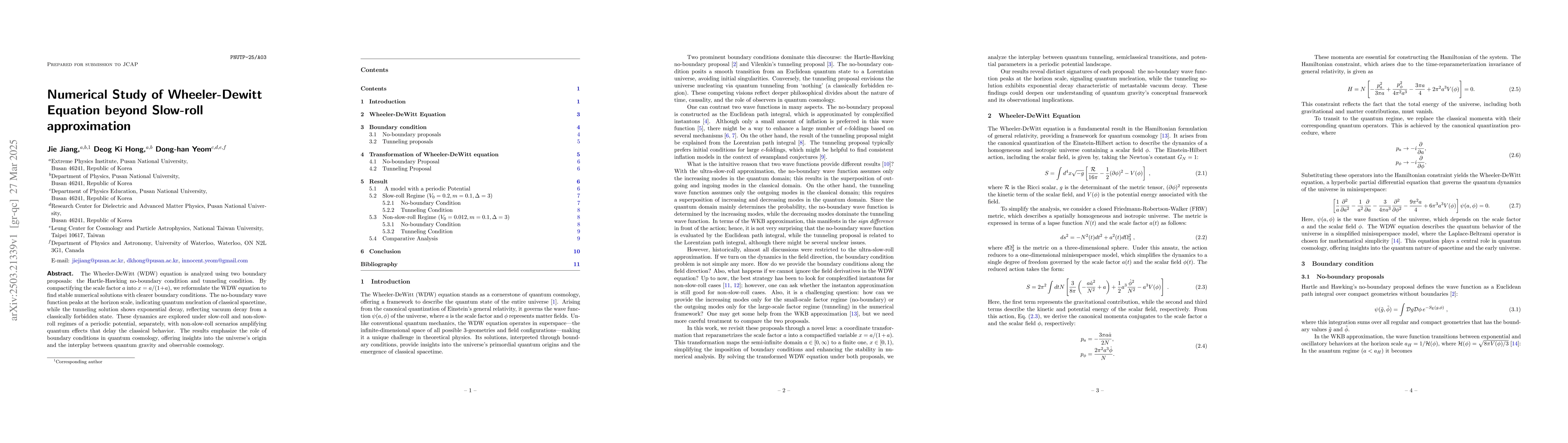 Thumbnail for Numerical Study of Wheeler-Dewitt Equation beyond Slow-roll
  approximation