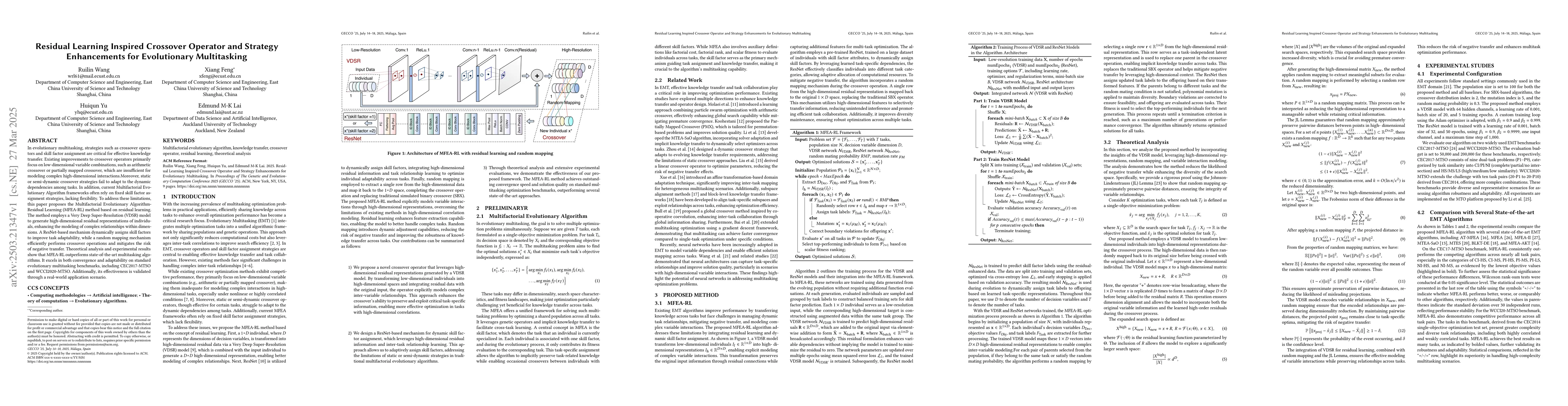 Thumbnail for Residual Learning Inspired Crossover Operator and Strategy Enhancements
  for Evolutionary Multitasking
