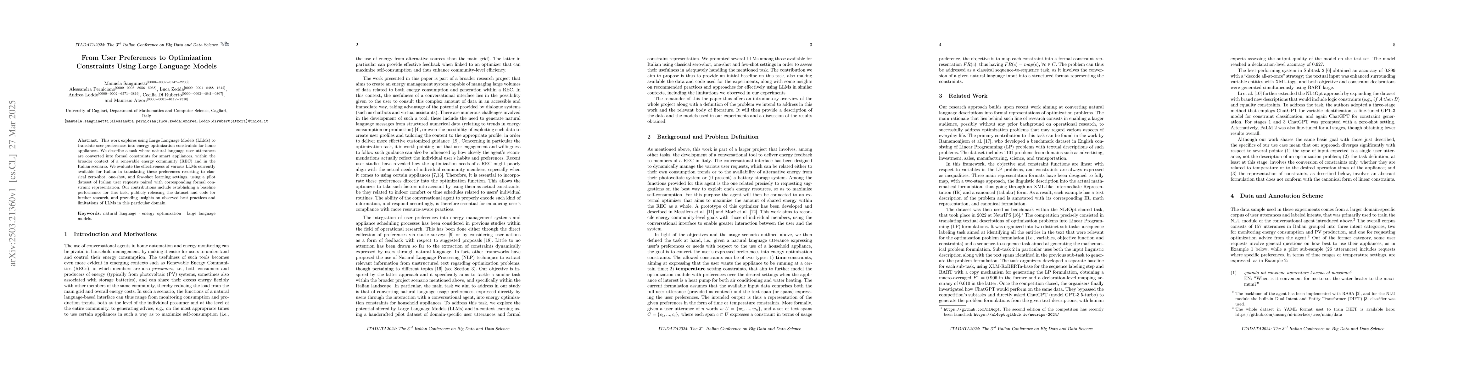 Thumbnail for From User Preferences to Optimization Constraints Using Large Language
  Models