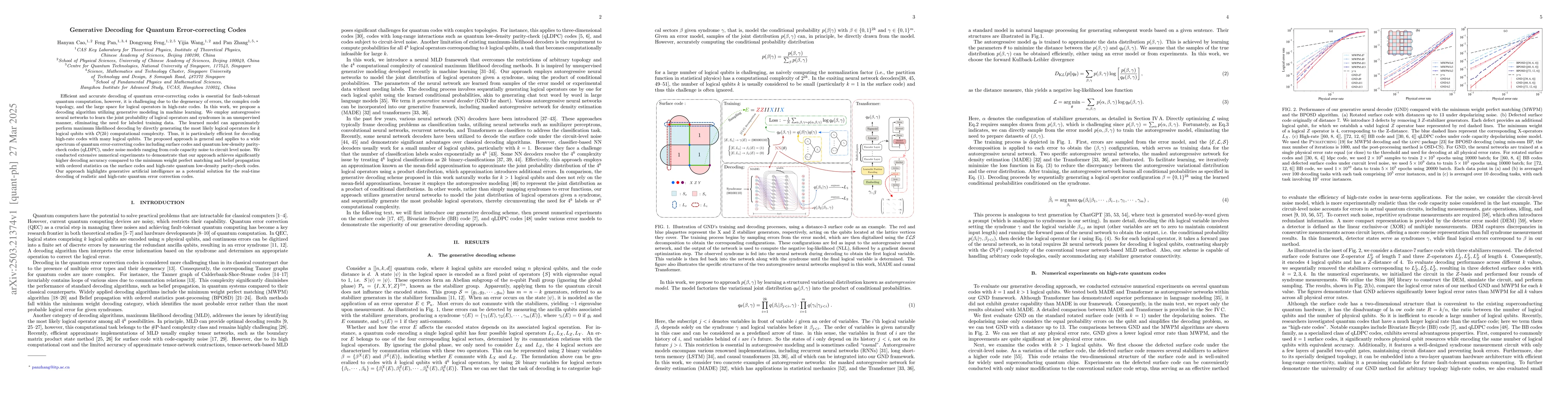 Thumbnail for Generative Decoding for Quantum Error-correcting Codes