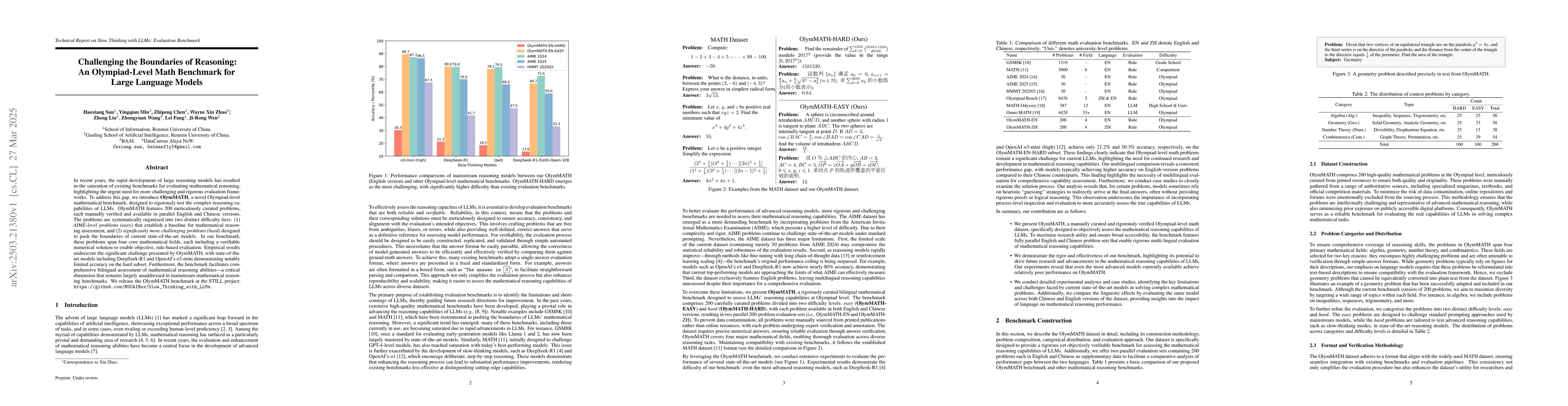 Thumbnail for Challenging the Boundaries of Reasoning: An Olympiad-Level Math
  Benchmark for Large Language Models