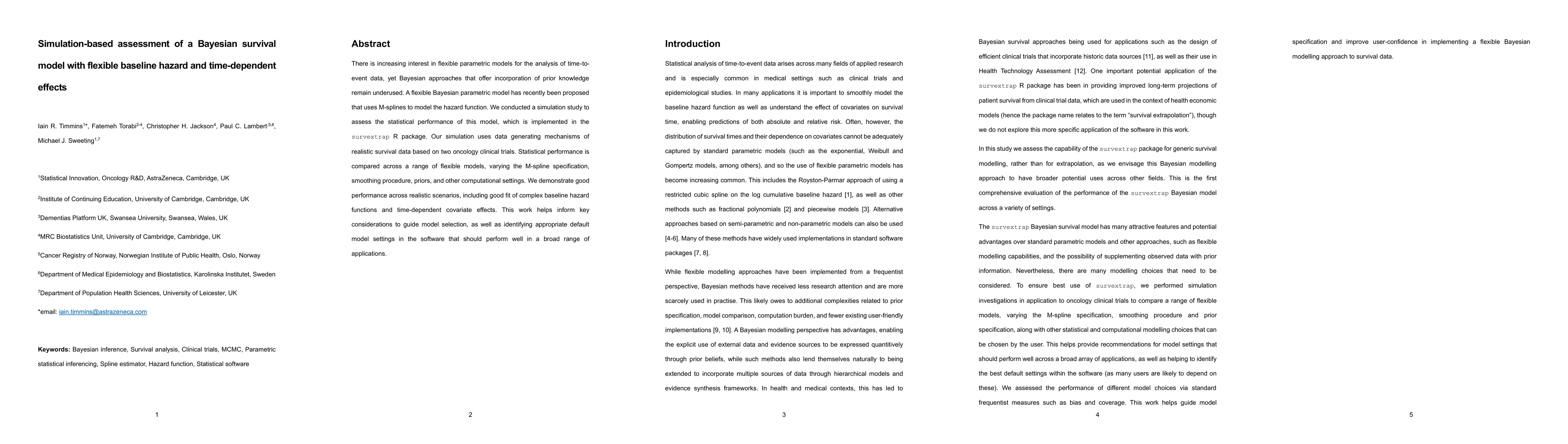 Thumbnail for Simulation-based assessment of a Bayesian survival model with flexible
  baseline hazard and time-dependent effects