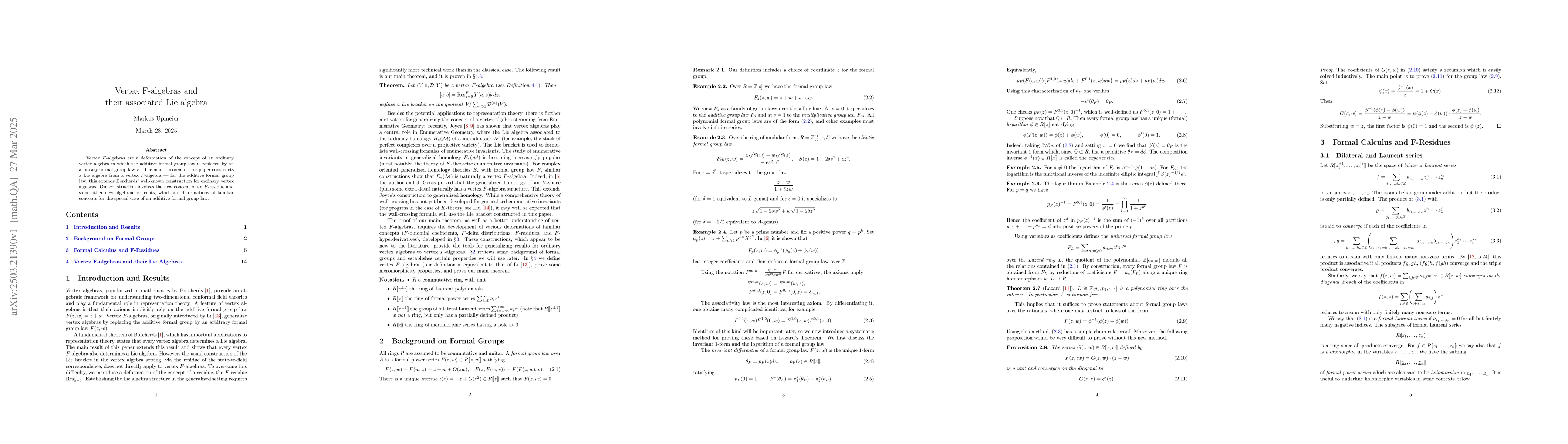 Thumbnail for Vertex F-algebras and their associated Lie algebra