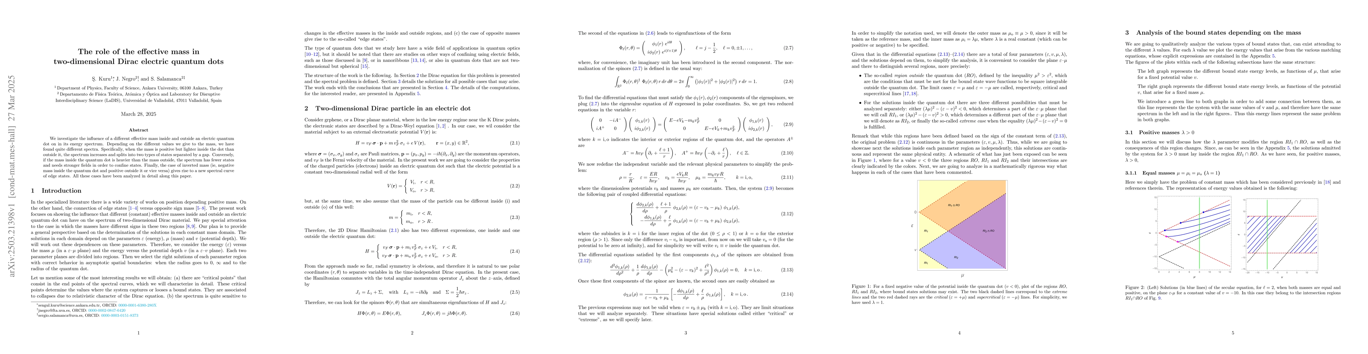 Thumbnail for The role of the effective mass in two-dimensional Dirac electric quantum
  dots
