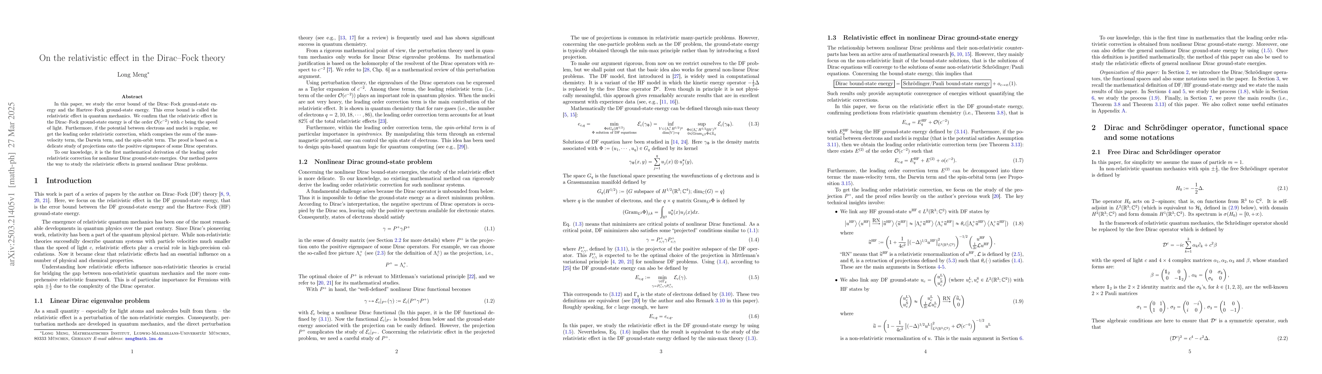 Thumbnail for On the relativistic effect in the Dirac--Fock theory
