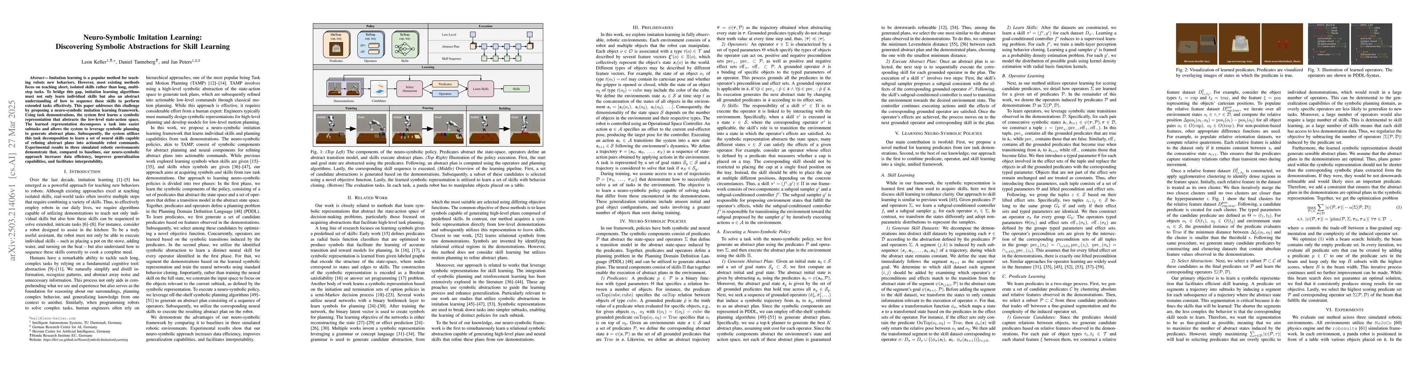 Thumbnail for Neuro-Symbolic Imitation Learning: Discovering Symbolic Abstractions for
  Skill Learning