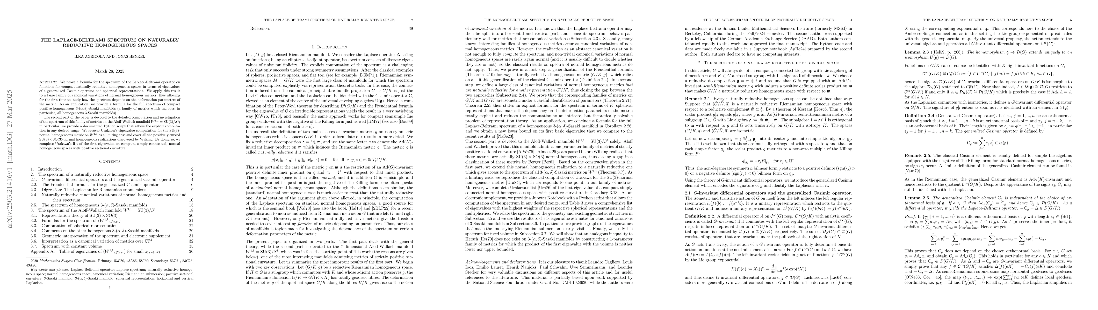 Thumbnail for The Laplace-Beltrami spectrum on Naturally Reductive Homogeneous Spaces