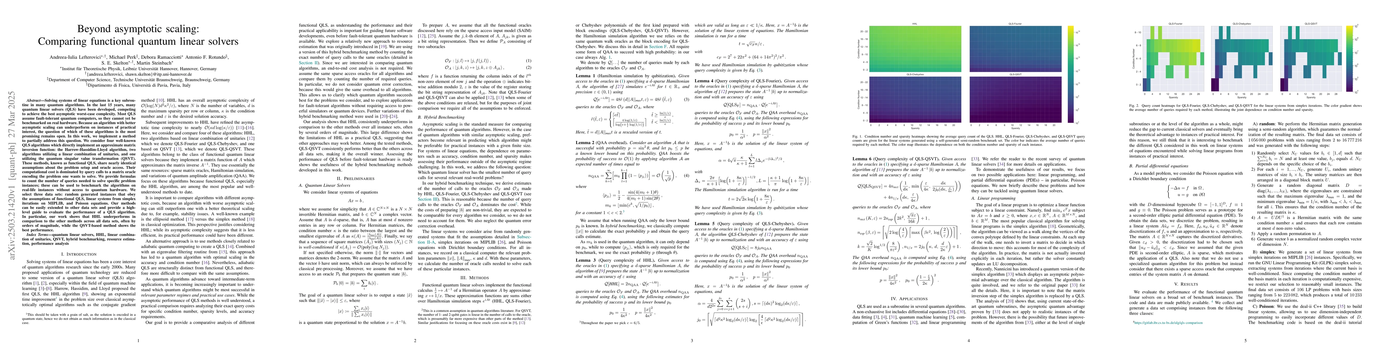 Thumbnail for Beyond asymptotic scaling: Comparing functional quantum linear solvers