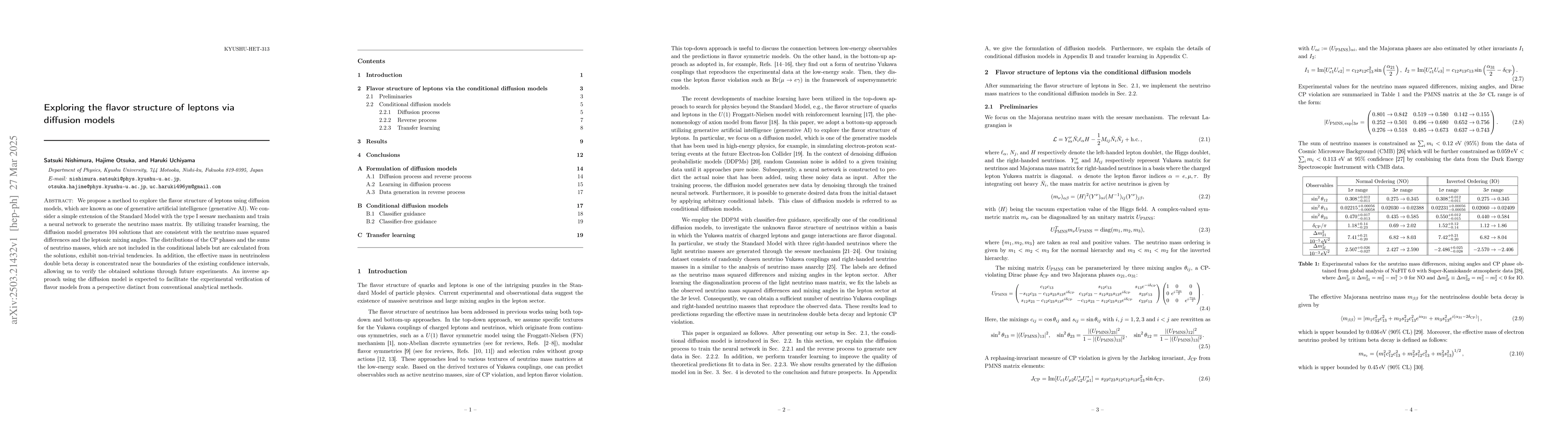 Thumbnail for Exploring the flavor structure of leptons via diffusion models