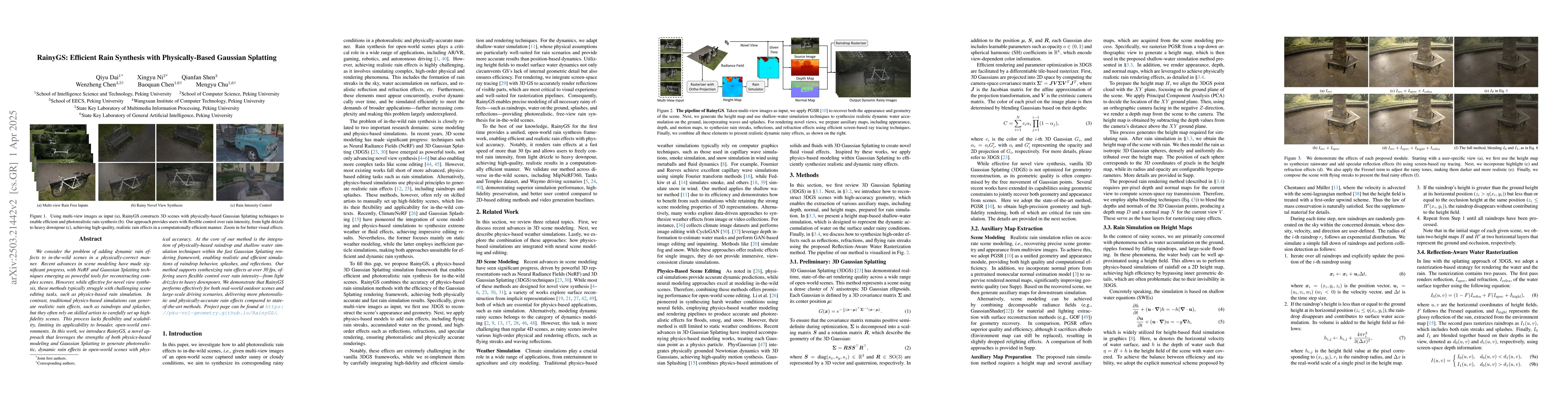 Thumbnail for RainyGS: Efficient Rain Synthesis with Physically-Based Gaussian
  Splatting