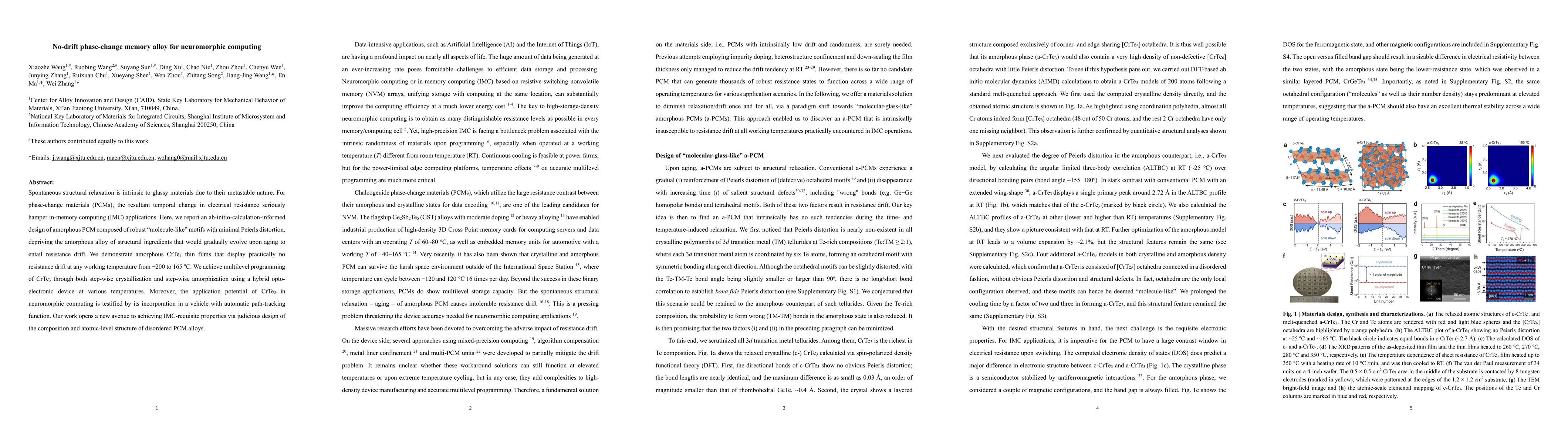 Thumbnail for No-drift phase-change memory alloy for neuromorphic computing