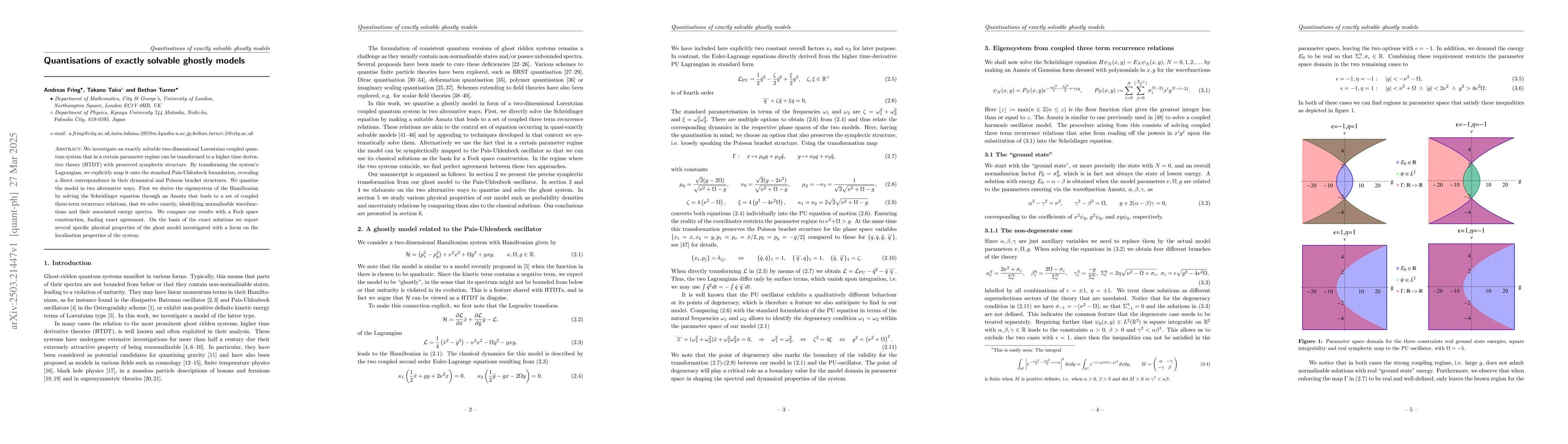 Thumbnail for Quantisations of exactly solvable ghostly models