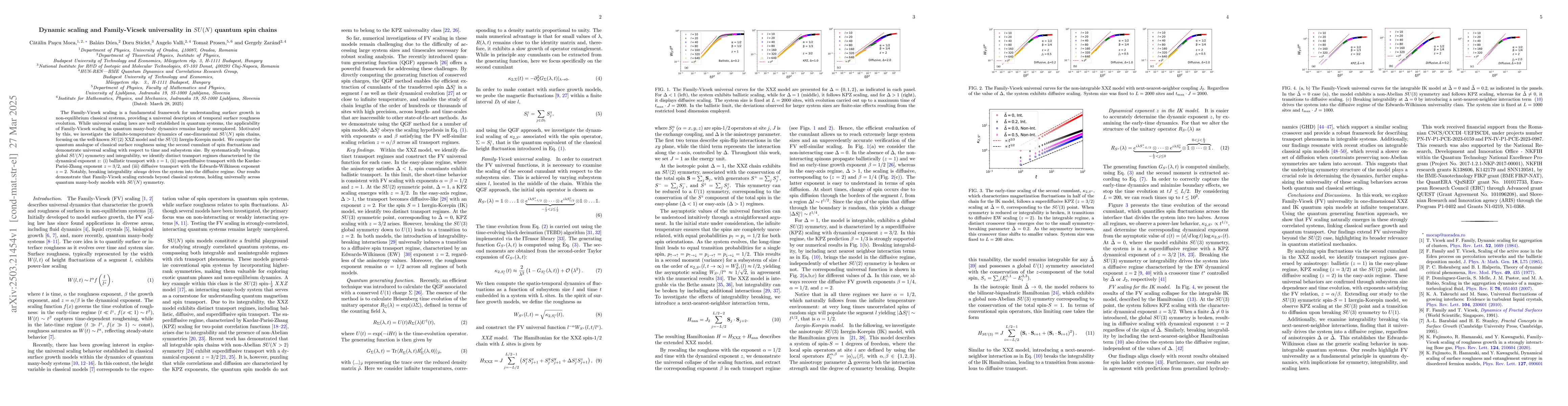 Thumbnail for Dynamic scaling and Family-Vicsek universality in $SU(N)$ quantum spin
  chains